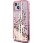 Guess PC/TPU Liquid Glitter Gold Stripe kryt pre iPhone 15, ružový