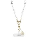 Guess Pearl and 4G Charm Crossbody popruh, biely