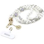 Guess Pearl and 4G Charm Crossbody popruh, biely