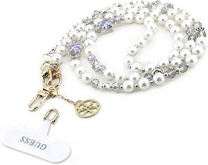 Guess Pearl and 4G Charm Crossbody popruh, biely