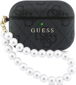 Guess PU 4G Classic Logo Pearl Strap puzdro pre AirPods Pro 3, čierne