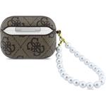 Guess PU 4G Classic Logo Pearl Strap puzdro pre AirPods Pro 3, hnedé