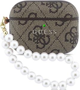 Guess PU 4G Classic Logo Pearl Strap puzdro pre AirPods Pro 3, hnedé