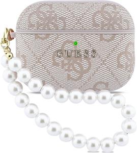 Guess PU 4G Classic Logo Pearl Strap puzdro pre AirPods Pro, ružové