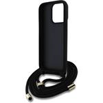 Guess PU 4G Metal Logo Crossbody Popruh kryt pre iPhone 15 Pro, hnedý