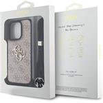 Guess PU 4G Metal Logo Crossbody Popruh + kryt pre iPhone 15 Pro, ružový