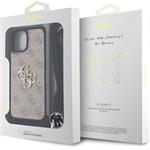 Guess PU 4G Metal Logo Crossbody Popruh + kryt pre iPhone 15, ružový