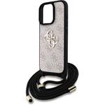Guess PU 4G Metal Logo Crossbody Popruh + kryt pre iPhone 16 Pro Max, ružový