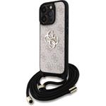 Guess PU 4G Metal Logo Crossbody Popruh + kryt pre iPhone 16 Pro Max, ružový