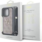 Guess PU 4G Metal Logo Crossbody popruh + kryt pre iPhone 16 Pro, ružový