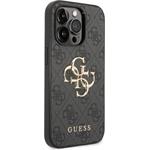 Guess PU 4G Metal Logo kryt pre iPhone 15 Pro Max, sivý