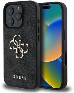 Guess PU 4G Metal Logo kryt pre iPhone 16 Pro Max, sivý