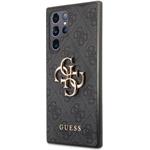 Guess PU 4G Metal Logo kryt pre Samsung Galaxy S22 Ultra, sivý
