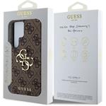 Guess PU 4G Metal Logo kryt pre Samsung Galaxy S25 Ultra, hnedý