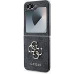 Guess PU 4G Metal Logo kryt pre Samsung Galaxy Z Flip 6/7 FE, sivý