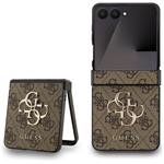 Guess PU 4G Metal Logo kryt pre Samsung Galaxy Z Flip 7, hnedý