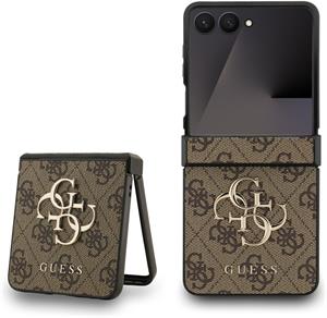 Guess PU 4G Metal Logo kryt pre Samsung Galaxy Z Flip 7, hnedý