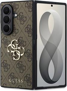Guess PU 4G Metal Logo kryt pre Samsung Galaxy Z Fold 8 Ultra, hnedý