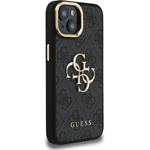 Guess PU 4G Metal Logo Stand Camera Frame kryt pre iPhone 13, čierny