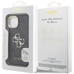 Guess PU 4G Metal Logo Stand Camera Frame kryt pre iPhone 13, čierny