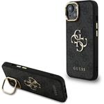 Guess PU 4G Metal Logo Stand Camera Frame kryt pre iPhone 14, čierny