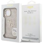 Guess PU 4G Metal Logo Stand Camera Frame kryt pre iPhone 14, ružový