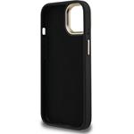 Guess PU 4G Metal Logo Stand Camera Frame kryt pre iPhone 15, čierny