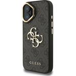Guess PU 4G Metal Logo Stand Camera Frame kryt pre iPhone 16, čierny
