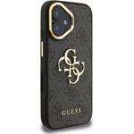 Guess PU 4G Metal Logo Stand Camera Frame kryt pre iPhone 16, čierny