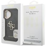 Guess PU 4G Metal Logo Stand Camera Frame kryt pre iPhone 16, čierny