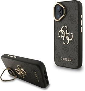 Guess PU 4G Metal Logo Stand Camera Frame kryt pre iPhone 16, čierny