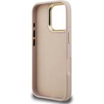 Guess PU 4G Metal Logo Stand Camera Frame kryt pre iPhone 16 Pro, ružový