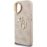 Guess PU 4G Metal Logo Stand Camera Frame kryt pre iPhone 16, ružový