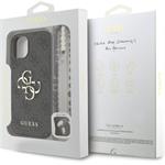 Guess PU 4G Metal Logo Strap kryt pre iPhone 15, čierny
