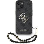 Guess PU 4G Metal Logo Strap kryt pre iPhone 15, čierny