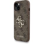 Guess PU 4G Metal Logo Strap kryt pre iPhone 15, hnedý