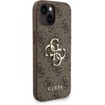 Guess PU 4G Metal Logo Strap kryt pre iPhone 15, hnedý