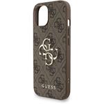 Guess PU 4G Metal Logo Strap kryt pre iPhone 15, hnedý