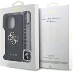 Guess PU 4G Metal Logo Strap kryt pre iPhone 15 Pro, čierny