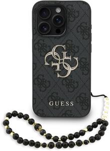 Guess PU 4G Metal Logo Strap kryt pre iPhone 15 Pro, čierny