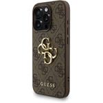 Guess PU 4G Metal Logo Strap kryt pre iPhone 15 Pro, hnedý