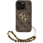 Guess PU 4G Metal Logo Strap kryt pre iPhone 15 Pro, hnedý