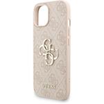 Guess PU 4G Metal Logo Strap kryt pre iPhone 15, ružový