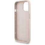 Guess PU 4G Metal Logo Strap kryt pre iPhone 15, ružový