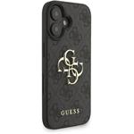 Guess PU 4G Metal Logo Strap kryt pre iPhone 16, čierny