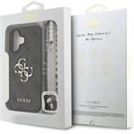 Guess PU 4G Metal Logo Strap kryt pre iPhone 16, čierny
