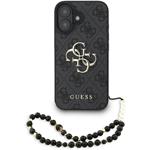Guess PU 4G Metal Logo Strap kryt pre iPhone 16, čierny
