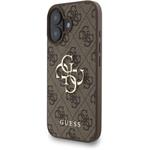 Guess PU 4G Metal Logo Strap kryt pre iPhone 16, hnedý