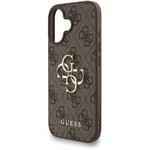 Guess PU 4G Metal Logo Strap kryt pre iPhone 16, hnedý
