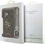 Guess PU 4G Metal Logo Strap kryt pre iPhone 16, hnedý